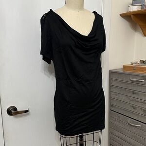 Ellen Tracy Black Draped Neck shirt